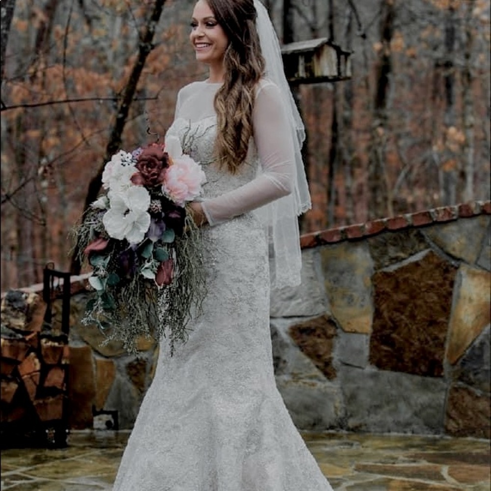Champaign crystal strapless mermaid style wedding dress